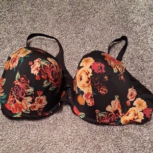 Floral Push-Up Bra in Black with Warm Floral Print TORRID CURVE
